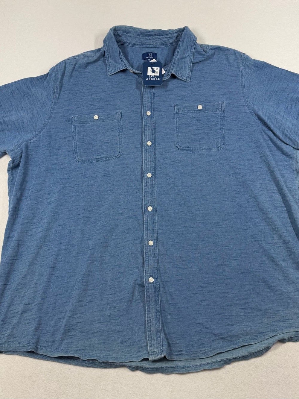 George Casual Men's Button-Down Shirt in Heather Blue NWT Size 3XL